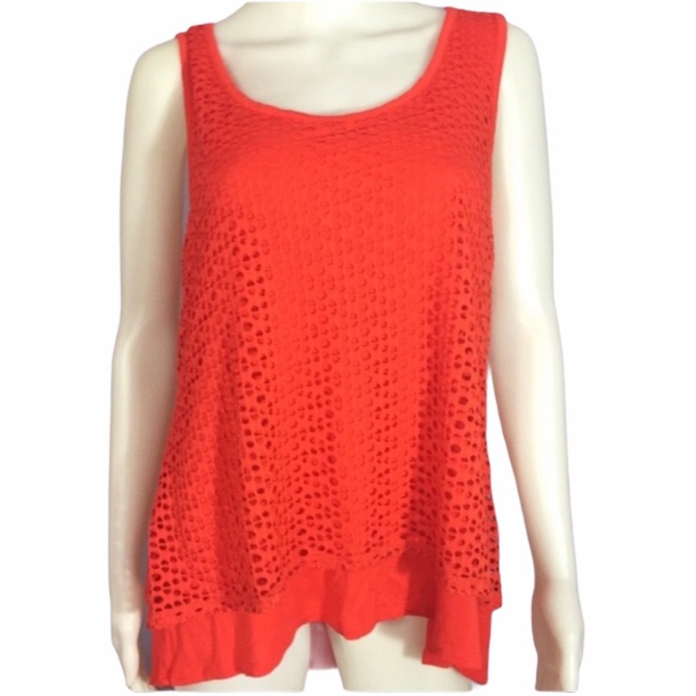 Layered Eyelet High Low Harmony Top Womens Size Large